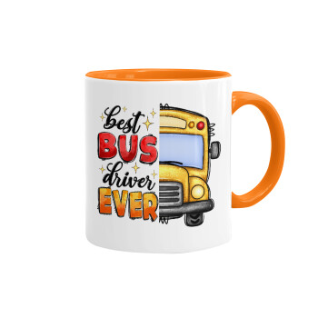 Best bus driver ever!, Κούπα χρωματιστή πορτοκαλί, κεραμική, 330ml