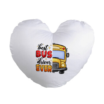 Best bus driver ever!, Μαξιλάρι καναπέ καρδιά 40x40cm περιέχεται το  γέμισμα
