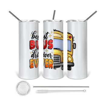 Best bus driver ever!, 360 Eco friendly stainless steel tumbler 600ml, with metal straw & cleaning brush