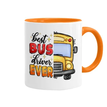Best bus driver ever!, Κούπα χρωματιστή πορτοκαλί, κεραμική, 330ml