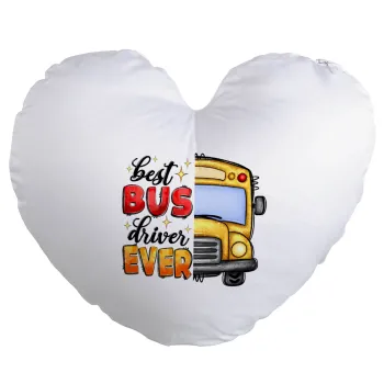 Best bus driver ever!, Μαξιλάρι καναπέ καρδιά 40x40cm περιέχεται το  γέμισμα