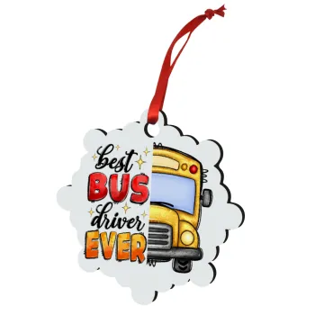 Best bus driver ever!, Στολίδι Χριστουγεννιάτικο στολίδι snowflake ξύλινο 7.5cm