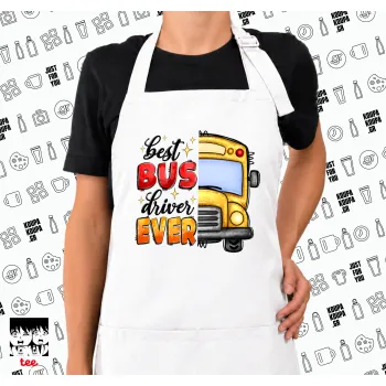 Best bus driver ever!, Ποδιά μακριά Σεφ ολόσωμη με τσέπες white (ΕΝΗΛΙΚΩΝ)