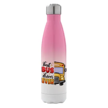 Best bus driver ever!, Metal mug thermos Pink/White (Stainless steel), double wall, 500ml