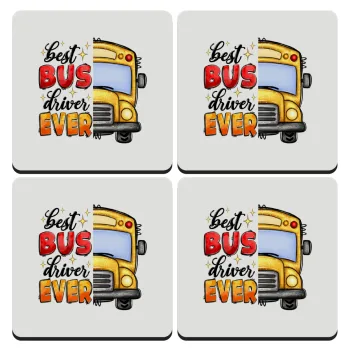 Best bus driver ever!, ΣΕΤ 4 Σουβέρ ξύλινα τετράγωνα (9cm)