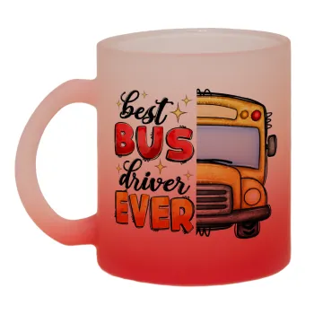 Best bus driver ever!, Κούπα γυάλινη δίχρωμη με βάση το κόκκινο ματ, 330ml