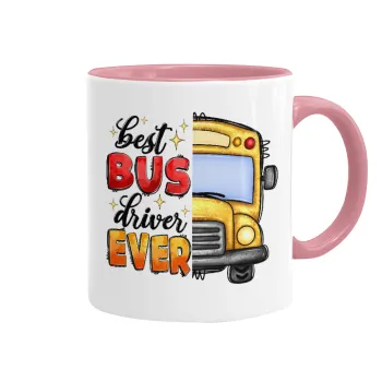 Best bus driver ever!, Κούπα χρωματιστή ροζ, κεραμική, 330ml
