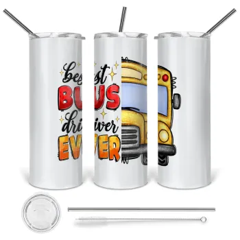Best bus driver ever!, Tumbler stainless steel 600ml, with metal straw & cleaning brush