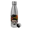 Metallic water bottle, stainless steel, 750ml