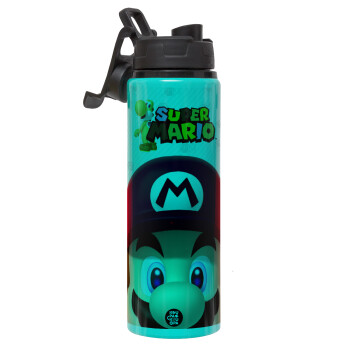 Super mario, Metallic water bottle with safety lid, 850ml aluminum