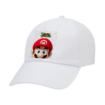 Super mario, Καπέλο Baseball Λευκό (5-φύλλο, unisex)