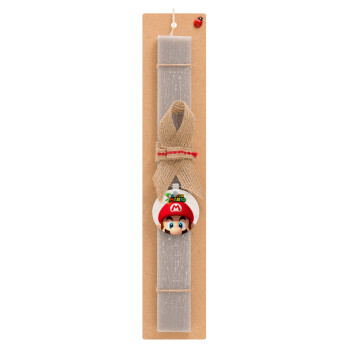 Super mario, Easter Set, wooden keychain & scented Easter candle flat (30cm) (GRAY)