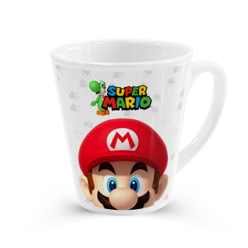 Super mario, Κούπα κωνική Latte Λευκή, κεραμική, 300ml