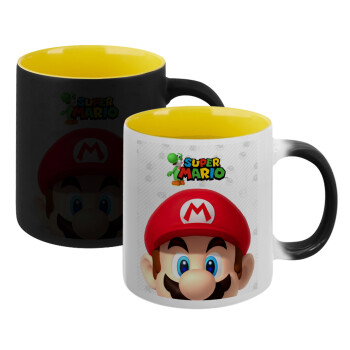 Super mario, Κούπα Μαγική εσωτερικό κίτρινη, κεραμική 330ml που αλλάζει χρώμα με το ζεστό ρόφημα
