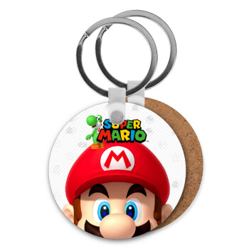 Super mario, Μπρελόκ Ξύλινο στρογγυλό MDF Φ5cm