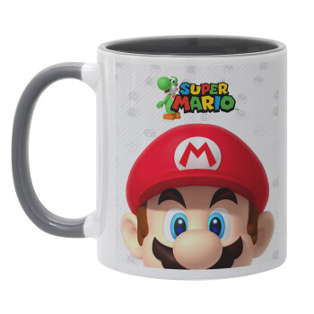 Super mario, Κούπα χρωματιστή γκρι, κεραμική, 330ml