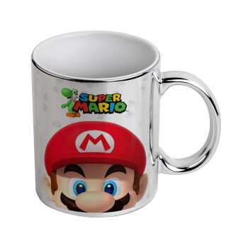 Super mario, Κούπα κεραμική, ασημένια καθρέπτης, 330ml