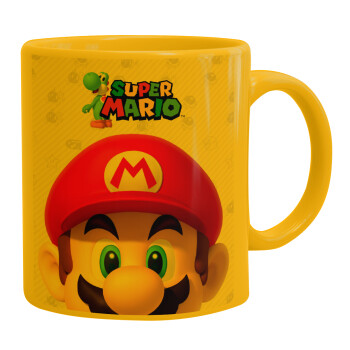 Super mario, Ceramic coffee mug yellow, 330ml (1pcs)