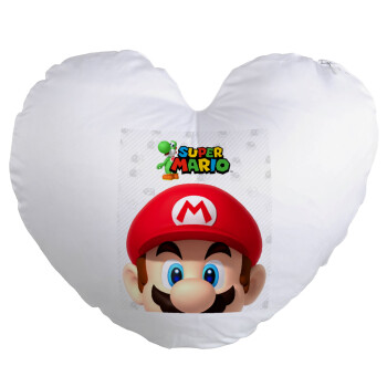 Super mario, Μαξιλάρι καναπέ καρδιά 40x40cm περιέχεται το  γέμισμα