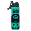 Metallic water bottle with safety lid, 850ml aluminum