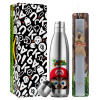 Easter Set, metallic stainless thermos flask (500ml) & scented flat Easter candle (30cm) (GRAY)