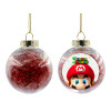 Στολίδι Χριστουγεννιάτικη μπάλα δένδρου διάφανη με κόκκινο γέμισμα 8cm