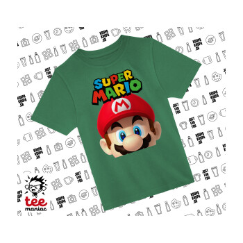 Super mario, Άνετο παιδικό T-Shirt ΠΡΑΣΙΝΟ από 100% βαμβάκι, για κάθε μέρα. Vegan & OEKO-TEX πιστοποιημένο.