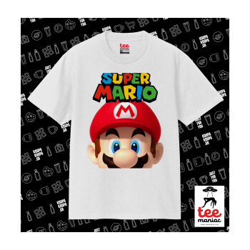 Super mario, Κλασικό T-Shirt, διπλής ραφής, χωρίς πλευρικές ραφές ΛΕΥΚΟ από 100% βαμβάκι. Vegan & OEKO-TEX πιστοποιημένο.