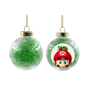 Super mario, Transparent Christmas tree ball ornament with green filling 8cm