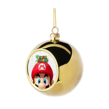 Super mario, Χριστουγεννιάτικη μπάλα δένδρου Χρυσή 8cm