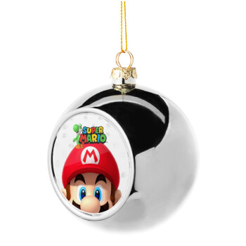 Super mario, Silver 8cm Christmas tree ball ornament