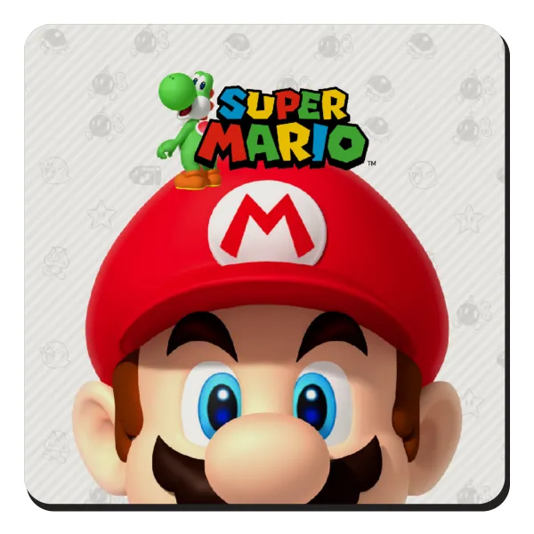Super mario — Square wooden magnet, 9x9cm