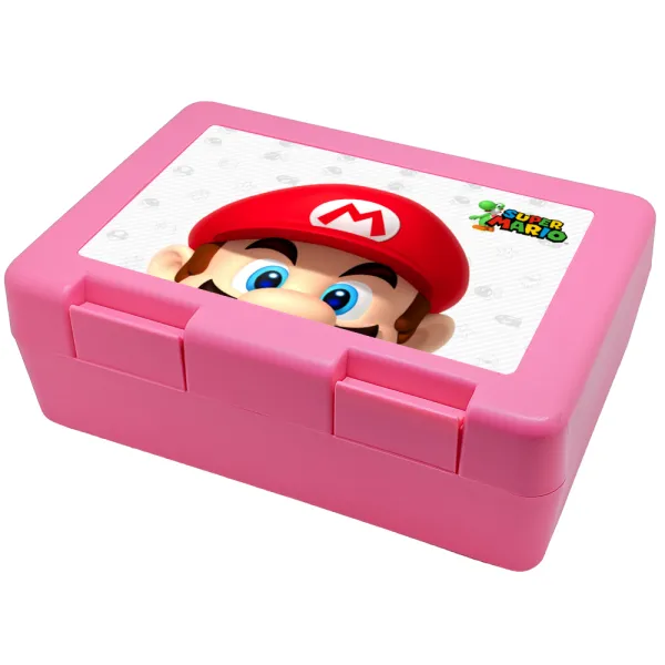 Super mario — Παιδικό δοχείο κολατσιού ΡΟΖ 185x128x65mm (BPA free πλαστικό)