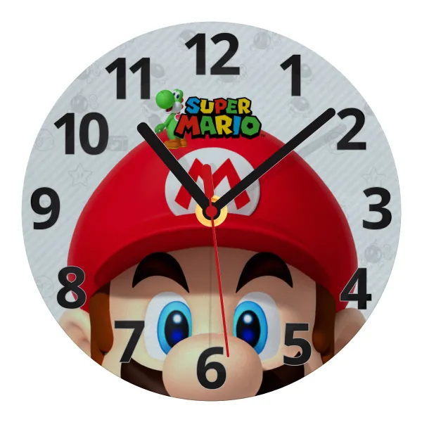 Super mario — Ρολόι τοίχου γυάλινο 20cm