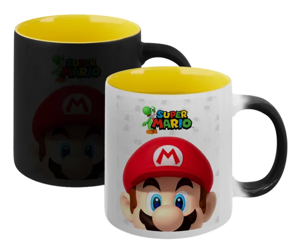 Super mario — Magic mug with yellow interior, ceramic, 330ml, changes colour with hot drinks