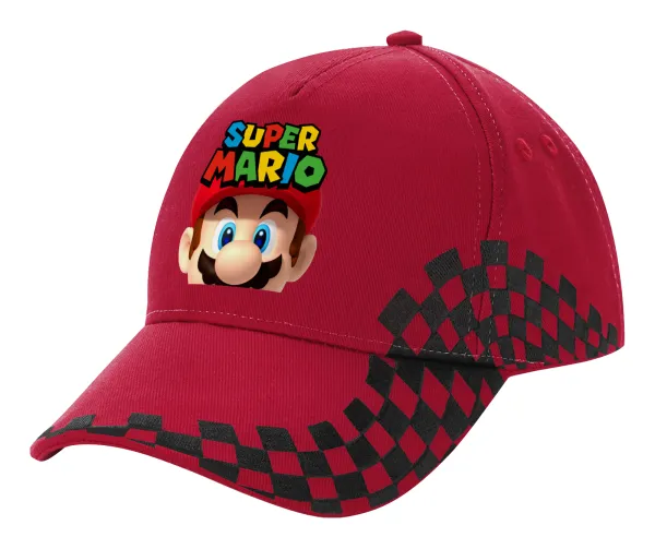 Super mario — Adult Cap RACING Ultimate Red/Black, (100% COTTON DRILL, ADULT, UNISEX, ONE SIZE ADULT)