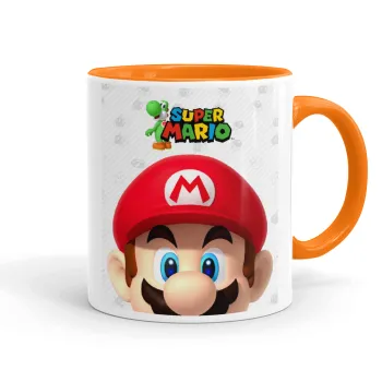 Super mario, Κούπα χρωματιστή πορτοκαλί, κεραμική, 330ml