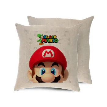 Super mario, Μαξιλάρι καναπέ ΛΙΝΟ 40x40cm περιέχεται το  γέμισμα