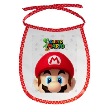Super mario, Σαλιάρα μωρού αλέκιαστη με κορδόνι Κόκκινη