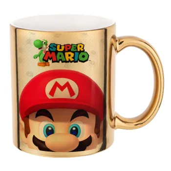 Super mario, Κούπα κεραμική, χρυσή καθρέπτης, 330ml