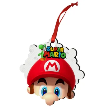 Super mario, Christmas ornament snowflake wooden 7.5cm