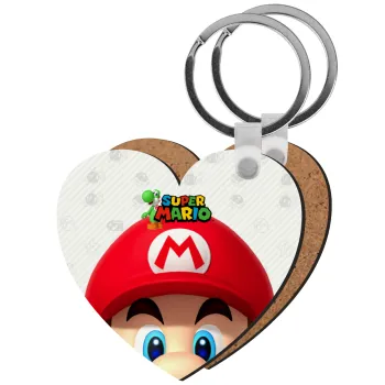 Super mario, Μπρελόκ Ξύλινο καρδιά MDF