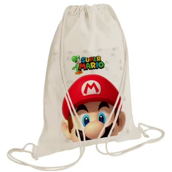 Super mario, Τσάντα πλάτης πουγκί GYMBAG natural (28x40cm)