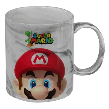 Super mario, Mug ceramic marble style, 330ml