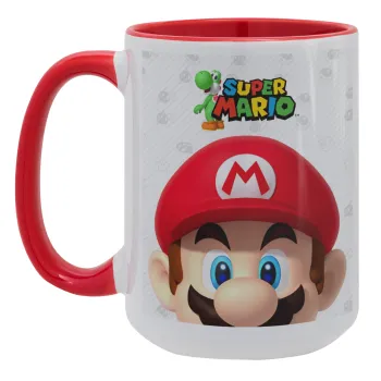 Super mario, Κούπα Mega 15oz, κεραμική Κόκκινη, 450ml