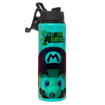 Super mario, Metallic water bottle with safety lid, 850ml aluminum