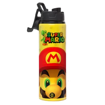Super mario, Metallic water bottle with safety lid, 850ml aluminum