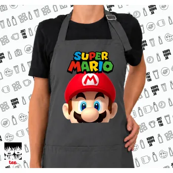 Super mario, Ποδιά μακριά Σεφ ολόσωμη με τσέπες GREY (ΕΝΗΛΙΚΩΝ)