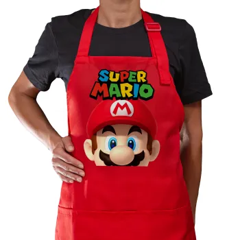 Super mario, Ποδιά Μακριά Σεφ ολόσωμη με τσέπες Κόκκινη (ΕΝΗΛΙΚΩΝ)