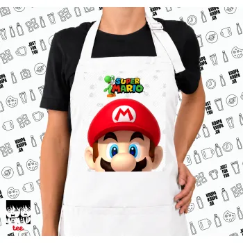 Super mario, Ποδιά μακριά Σεφ ολόσωμη με τσέπες white (ΕΝΗΛΙΚΩΝ)